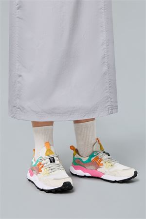 Sneakers in suede e tessuto Bianco, Fuchsia 2017817421N11 FLOWER MOUNTAIN | Sneaker | 2017817421N11